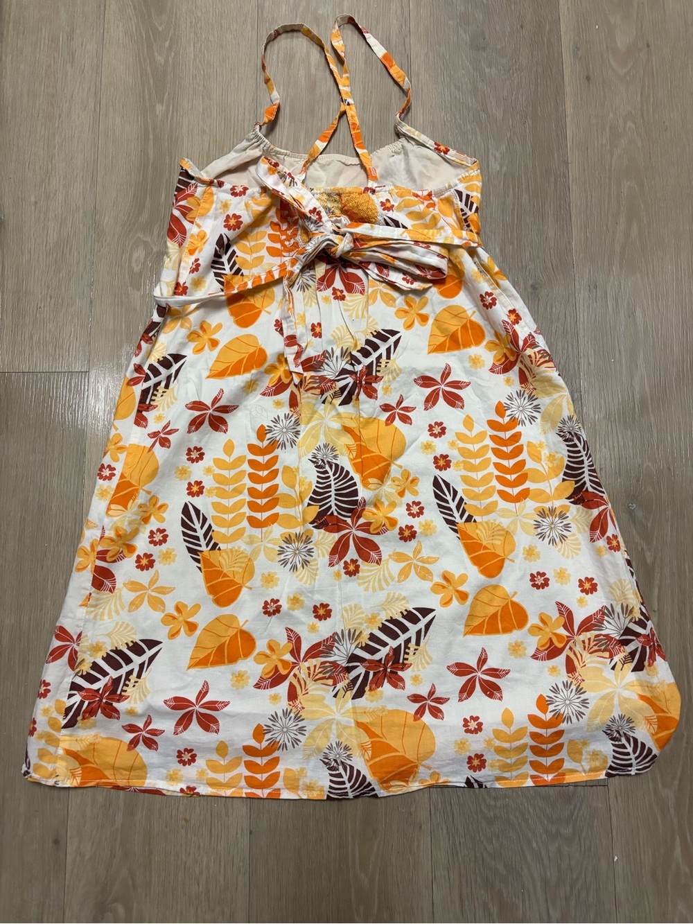 Women’s Floral Sundress - Yellow & Orange Tropical Print - Picture 5 of 6